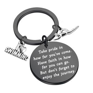 I Love Swimming Sport Keychain Thank You Swim Teacher Keychain Swim Team Inspirational Gift Fitness Lover Gift Swimming Keychain