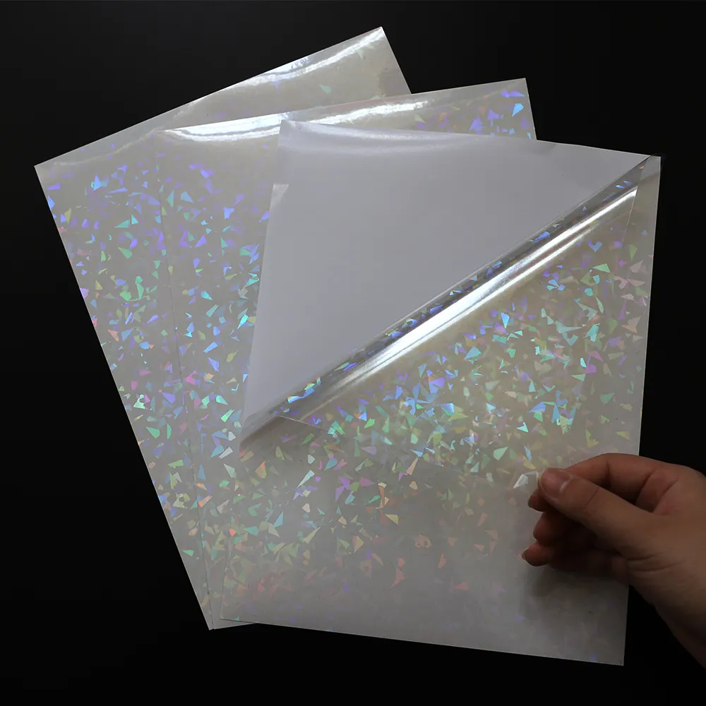 Özel mürekkep püskürtmeli yazdırılabilir yıldız holografik yerleşimi holografik laminat Film soğuk holografik laminat levha A4 laminat levhalar
