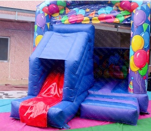 Château gonflable commercial avec toboggan, en PVC, sur le thème des anniversaires, pour fêtes - Product Image 1