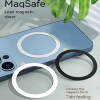 Support magnétique ultra-plat en métal pour chargeur sans fil, autocollant, anneau de fixation pour téléphone, compatible iPhone et Android
