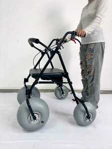 BW04 Chariot de plage <span class=keywords><strong>tout</strong></span>-<span class=keywords><strong>terrain</strong></span> à dégagement rapide avec cadre en acier au carbone, capacité de charge de 100 kg, largeur de siège de 45 cm, <span class=keywords><strong>4</strong></span> <span class=keywords><strong>roues</strong></span> avec <span class=keywords><strong>roues</strong></span> à ballon - Product Image 5