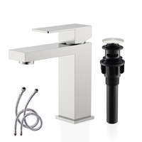Robinet de lavabo monocommande en nickel brossé, mitigeur chaud/froid avec cartouche céramique pour hôtel, villa, salle de bain domestique