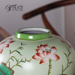 Théière en céramique chinoise J183/J182 avec peinture de lotus, en porcelaine verte de style Temple, pour la maison, également utilisable comme vase à gingembre - Product Image 5