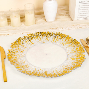 SLC756 Assiettes de mariage de 13 pouces Assiettes à dîner de haute qualité avec bord doré Assiette ronde transparente Assiette à dîner en <span class=keywords><strong>plastique</strong></span> - Product Image 1
