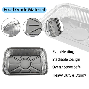Barquette alimentaire rectangulaire jetable en aluminium argenté de qualité alimentaire 710 ml avec couvercle, pour plats à emporter, repas commerciaux, viande, légumes - Product Image 3