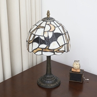 Lampe de table Halloween, chauve-souris noire dans un verre teinté, lampe rétro vintage gothique, lumière d'appoint pour chambre à coucher, salon
