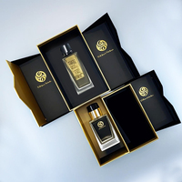 Caja de Cartón de Franela Premium con Grabado Dorado, Cierre Magnético de Doble Puerta, Cajas Rígidas para Botellas de Perfume y Fragancias Cosméticas