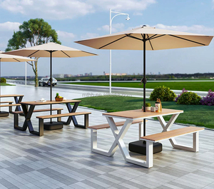 Ensemble <span class=keywords><strong>table</strong></span> et chaises avec parasol, <span class=keywords><strong>table</strong></span> <span class=keywords><strong>de</strong></span> jardin en bois <span class=keywords><strong>de</strong></span> haute qualité pour pique-nique et terrasse. - Product Image 3