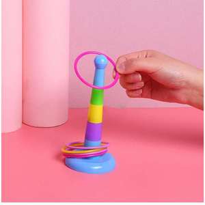 Petit jeu de lancer d'anneaux empilables en plastique 7x16 cm pour enfants de 4 à 6 ans, jeu parent-enfant - Product Image 4