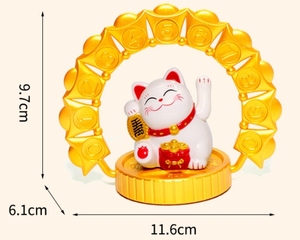 Gato de la fortuna que agita la <span class=keywords><strong>mano</strong></span> automática, Gato de coche que agita la fortuna solar para adornos de matrícula, decoración de negocios de apertura - Product Image 3