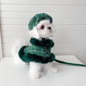 Luxury Winter Dog Cape Warm Fur Coat For Pet Dog Clothes