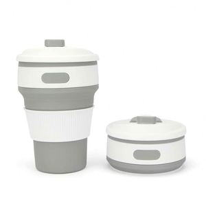 Tasse à café réutilisable en silicone avec couvercle, design minimaliste rose, pour les voyages, adultes - Product Image 2