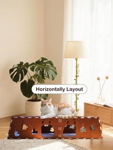 บ้านแมว 2 ชั้นพร้อมอุโมงค์ - ถ้ำผ้าสักหลาดกันรอยขีดข่วนสำหรับแมวหลายตัว ดีไซน์ทางเข้าหลายช่องสำหรับอพาร์ทเมนต์และพื้นที่ขนาดเล็ก - Product Image 4