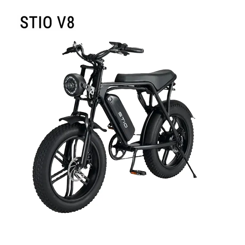 EU Stock Stio V8 Electric Bicycle 15Ah 48V 750W 20 Inch 4.0 Fat Tire Electric Bike 48Km/h Retro City E-Bike Max Load 150kg