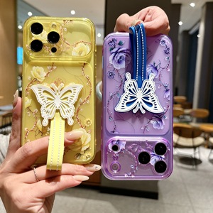 เคสโทรศัพท์ iPhone 17 16 Pro Max ลายผีเสื้อแฟชั่น พร้อมสายคล้องข้อมือ ป้องกันการกระแทก ผลิตจากซิลิโคน - Product Image 1