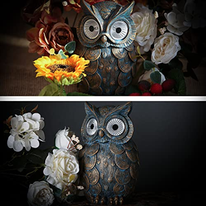 Sculpture d'extérieur personnalisée en polyrésine, hibou à LED solaire, résistante à l'eau, artisanat en résine fait main, décoration de jardin et de cour, éclairage nocturne - Product Image 4