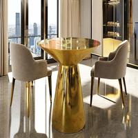 Ensemble de table à manger moderne en acier inoxydable pour mariage, avec plateau en verre et pieds en métal, design réglable, pour la maison, le bar, l'hôtel, 2 chaises, à assembler