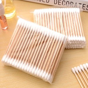 100 Pezzi Cotton Fioc in Legno a Doppia Punta per Pulizia Naso e Orecchie Strumenti per Trucco Donna Stick per Rossetto Bastoncini Cotonati - Product Image 3