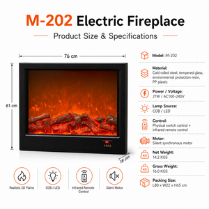 Chimenea Eléctrica Empotrada Lineal con Llama LED Ajustable OEM - Product Image 3