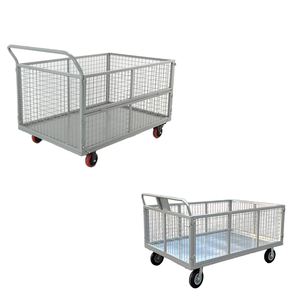 Chariot d'atelier d'entrepôt de logistique d'usine avec le chariot de stockage de barrière chariot en acier de cage de stockage de véhicule d'entrepôt - Product Image 5