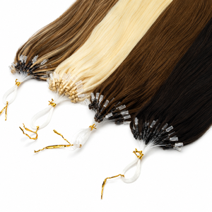 Extensioni <span class=keywords><strong>per</strong></span> <span class=keywords><strong>capelli</strong></span> Remy Micro Loop con logo personalizzato e marchio privato, 100% <span class=keywords><strong>capelli</strong></span> umani indiani, doppia trama a macchina, perline rivestite in silicone - Product Image 3