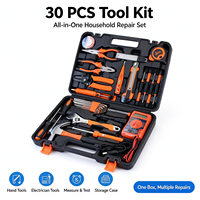 Ensemble d'outils électriques portables de 30 pièces avec multimètre, fer à souder et mallette de transport moulée par soufflage pour la réparation de circuits domestiques et le bricolage