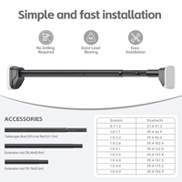YIJIALE Barre per Tende Pesanti da 30000m2, Carico Elevato, 1-4m, 32mm, Rivestimento Nero, con Sistema One-Click, per Porte Scorrevoli in Vetro