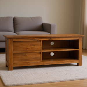 Mobile TV in legno massello di teak 39,4x11,8x15,7 pollici, elegante e resistente, per soggiorno - Product Image 2