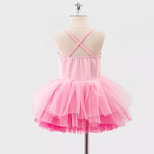 Vestido tutú de niña, traje de baile de Ballet de Color sólido, leotardo de Ballet de rendimiento de malla de princesa para niñas - Product Image 5