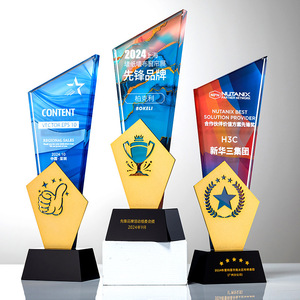 Creative Metal Colored Crystal <b>Trophy</b> Laser <b>Engraved</b> Glass Award For Conference And Competition Gifts - Product Image 2
