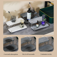Nouveau design 2 niveaux salle de bain comptoir organisateur étagère diatomite absorption d'eau instantané sec évier caddy plateau pour parfum maquillage