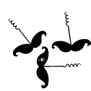 <span class=keywords><strong>Tire</strong></span>-<span class=keywords><strong>bouchon</strong></span> décapsuleur en alliage d'aluminium motif moustache, idéal pour logo personnalisé, gravure laser, impressions en couleurs. - Product Image 2