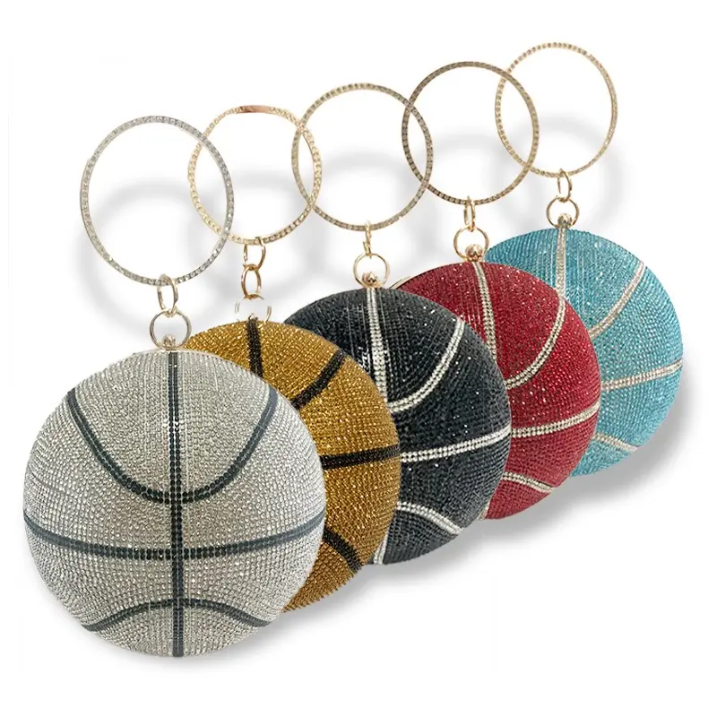 2024 neue luxuriöse Abendtasche Diamant Basketball-Design Damen eine Schulter Crossbody-Tasche funkelnde Party Fußball-Wallet