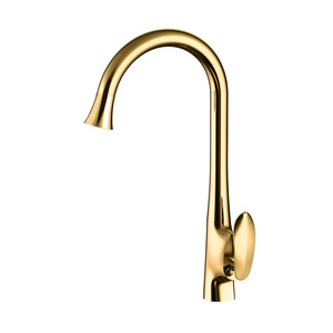 Robinet de lavabo monobloc de luxe en cuivre massif plaqué or, avec cartouche céramique à disque 35 pour mélange eau chaude/froide, vente en gros - Product Image 3