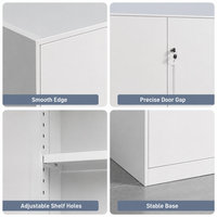 Armoire de rangement en acier blanc avec étagères réglables et serrure à clé pour bureau, école, salle d'archives, armoire de classement sécurisée pour documents