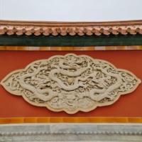 Grande quantité de sculptures en granit de chien Foo traditionnel chinois, en pierre circulaire, pour grille de fenêtre, décoration de cour de temple antique