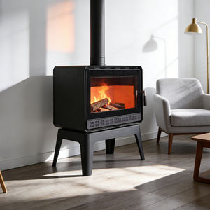 Cheminée à <span class=keywords><strong>bois</strong></span> autonome en acier au carbone pour hôtel, modèle moderne JingXin, avec foyer à biomasse et <span class=keywords><strong>tuyau</strong></span> <span class=keywords><strong>de</strong></span> cheminée - Product Image 1