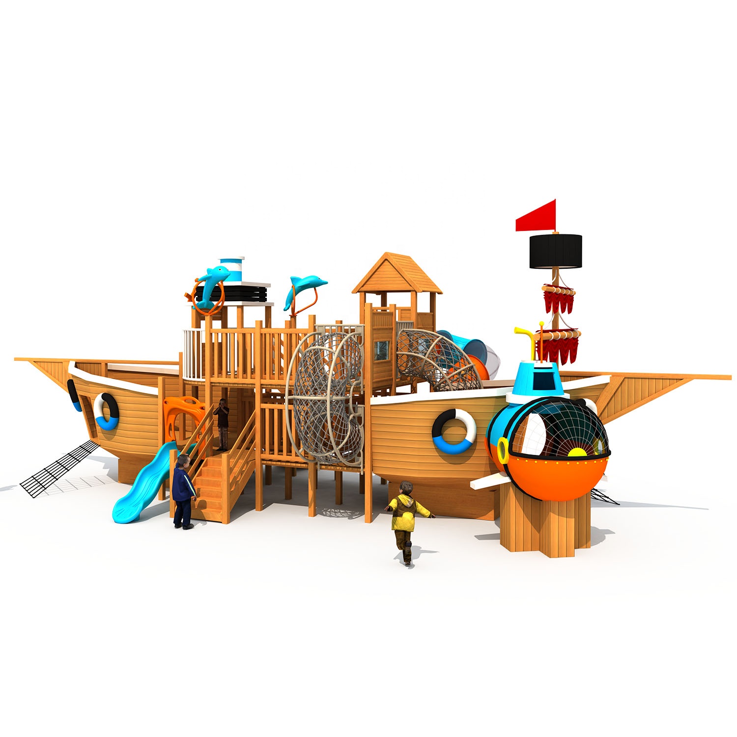 Деревянное оборудование для игровой площадки, пиратский корабль