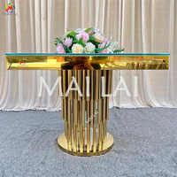 Table de mariage pour mariés Table de banquet en acier inoxydable doré
