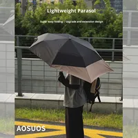 [Fini les sacs à dos mouillés] Parapluie pliant de protection dorsale kaki et noir, protection UV, 55 cm, grand format, pour hommes, trajets quotidiens, école, simple et élégant