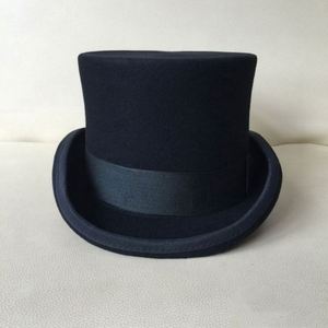 Chapeau haut de forme Lincoln en feutre 100% laine, noir, de haute qualité, style personnage, hauteur 13,5 cm, pour fêtes, affaires et occasions décontractées, vente en gros - Product Image 2