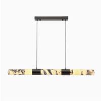 Suspension LED linéaire moderne pour îlot de cuisine ou salle à manger, design luxueux, à bande longue en marbre, hauteur réglable et intensité variable