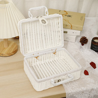 Grande boîte à valise en rotin tissé pp panier de pique-nique boîte de rangement pour aliments fruits faveur de mariage cadeau panier d'emballage de vêtements pour cadeau