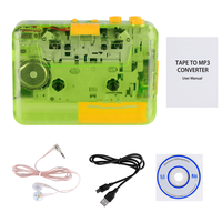 Baladeur stéréo vert transparent personnalisé Convertisseur audio MP3 Lecteur de cassettes