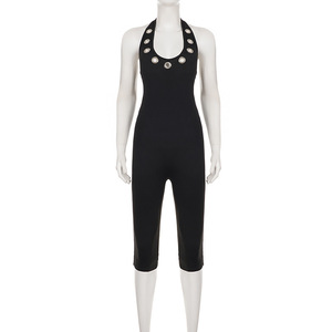 PEEQI WEP49625 Tuta Senza Maniche da <span class=keywords><strong>Donna</strong></span> con Fibbia Metallica, Scollo a U Profondo, Stile Sportivo - Product Image 5