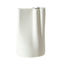 Vase en céramique émaillée colorée style crème française, bouche à pétales froissés, pot en porcelaine pour fleurs séchées hydroponiques, décoration créative pour la maison