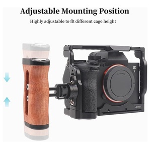 Poignée latérale universelle pour cage de caméra <span class=keywords><strong>Sony</strong></span>/Canon/Nikon, poignée en bois avec vis 1/4 et griffe porte-accessoire, montage/démontage rapide - Product Image 2