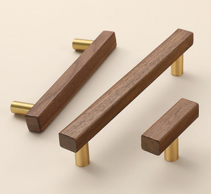 Manijas y Perillas Minimalistas de Madera para Gabinetes, Forma de Barra, Color Negro y Marrón, Herrajes Duraderos para Muebles de Cocina - Product Image 4