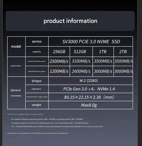 Wuchu SV3000 1TB NVMe อินเตอร์เฟซ M.2 PCIE3.0 SSD โซลิดสเตทไดรฟ์ - Product Image 6