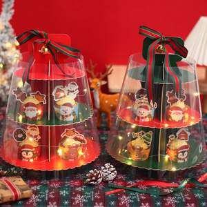 Boîte à cupcakes multi-couches transparente épaissie Happy Tower Support créatif pour la cuisson des desserts Nouvel An Idée cadeau <span class=keywords><strong>de</strong></span> Noël Nourriture - Product Image 2
